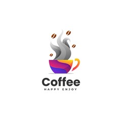 Vector Logo Illustration Coffee Gradient Colorful Style.