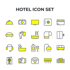 hotel set icon, isolated hotel set sign icon, vector illustration
