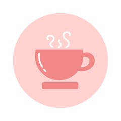 Cute pink coffee cup cartoon logo sticker icon design