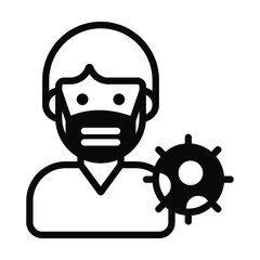 male Coronavirus Infected Healthcare Medical, vector graphic Illustration Icon.