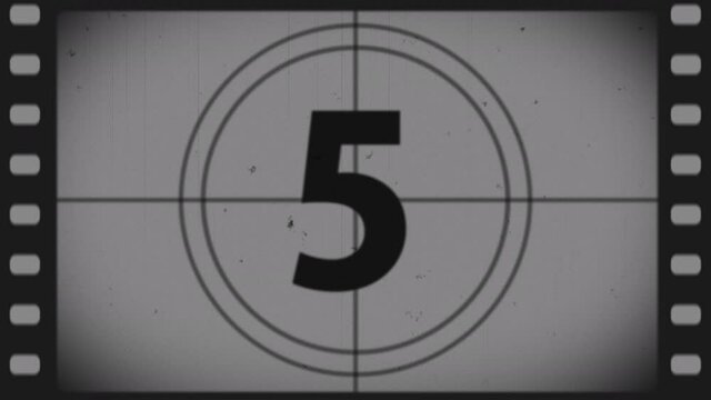 10 seconds countdown from ten to zero (retro projector style)