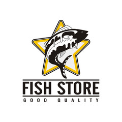 fish store logo vector illustration - for your brand mascot business