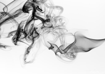 Movement of black smoke on white background, fire design
