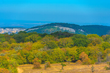 landscape views in early autumn mountains Crimea Baydar Valley