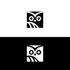 Simple modern owl logo template icon