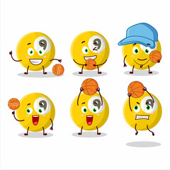 Talented billiards ball cartoon character as a basketball athlete