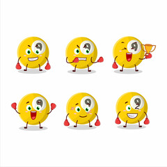 A sporty billiards ball boxing athlete cartoon mascot design
