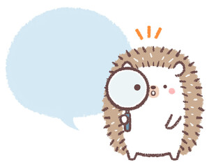 ハリネズミと虫眼鏡のフキダシ © kino