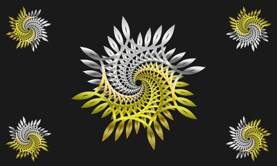 HD modern abstract vortex decorative glowing object on black background