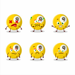 Billiards ball cartoon character with nope expression