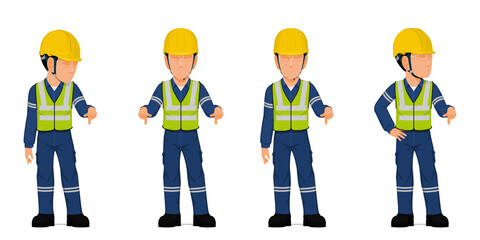 set of industrial worker is pointing down