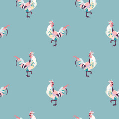 Vintage chicken vector bird hand drawn illustration set