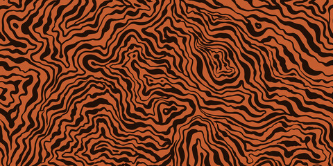 Vector orange texture with bright black stripes. Wild animals. Unusual bright fancy tiger background design. A luxury template for your design.