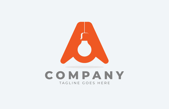 Initial A Electric Lamp Logo. flat design logo template, vector illustration