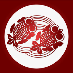 Chinese Paper-Cut Background, The Carp Couple