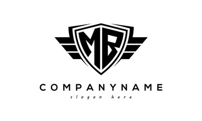  Wings shield letter MB logo vector