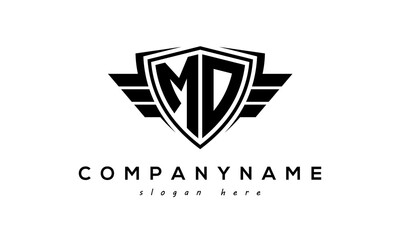  Wings shield letter MO logo vector