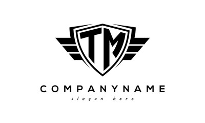 Wings shield letter TM logo vector