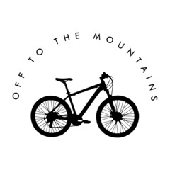 Adventure-themed Bicycle vector black and white logo for mountain cycling.