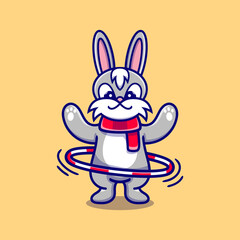 cute bunny playing hula hoop