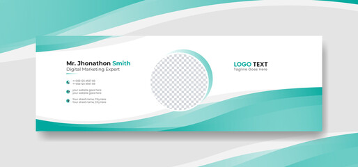 Modern Business Email signature templates vector with author photo place. Corporate Email signature.