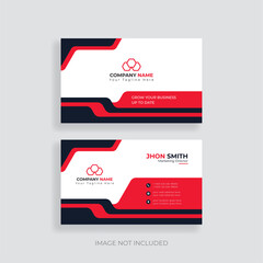 modern business card, clean red corporate  business card template, abstract, creative, double sided name card, layout business card Design