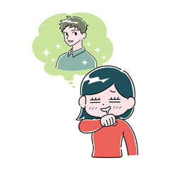 イケメンを思い浮かべて涎を垂らす若い女性