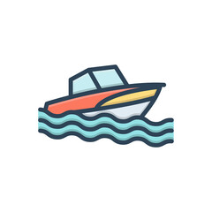 Color illustration icon for boat