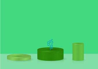 Vector Round Podium, Pedestal Or Platform with green color, Background For Cosmetic Product Presentation. 3d Podium. Advertising Place Stock Vector - Illustration of contest, background