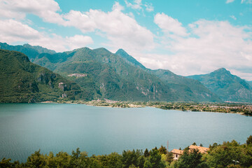 Obraz premium natural landscape with green mountain peaks in summer