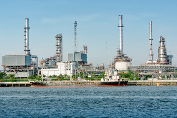 Landscape of Oil Refinery Plant and Manufacturing Petrochemical Process Building, Industry of Power...