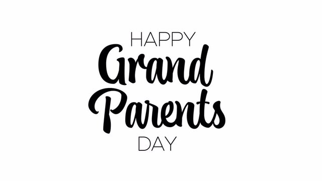 Happy Grandparents Day Handwritten Animated Text. Template for Animation Greeting Postcard or Banner
