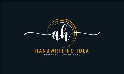 Initial A H, letter handwriting logo Design
