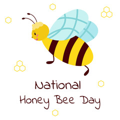 National Honey Bee Day. Vector clipart, banner, poster. Cartoon illustration isolated.