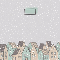Winter houses. Sketch  illustration.