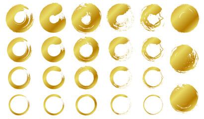墨で書いた金色の円のベクターイラスト素材(丸,年賀状,暑中見舞い) - obrazy, fototapety, plakaty