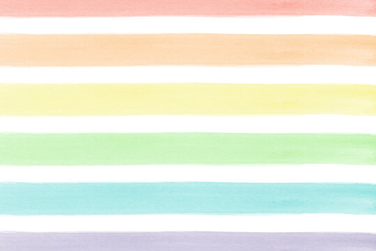 Rainbow Watercolor Brush Stroke Stripes. 
Abstract Colorful Painted Stripes.