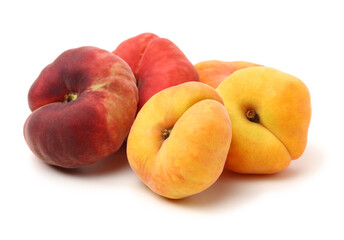 chinese flat peaches on white background 