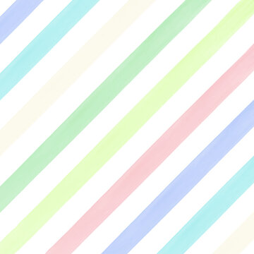 Watercolor Seamless Pattern With Pastel Stripes