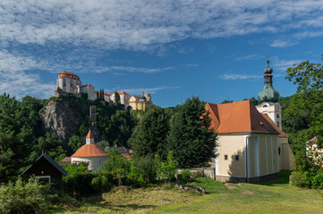 Fototapeta na wymiar Castle of Vranov nad Dyji and Church of the Assumption of the Virgin Mary