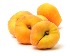 chinese flat peaches on white background 