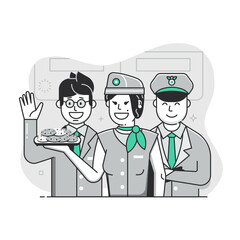 Welcome Aboard Flat Concept with Cabin Crew