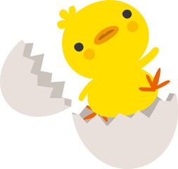 ひよこと卵の殻のイメージイラスト © kintomo