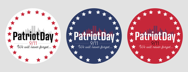 Patriot day illustration. We will never forget. Set of illustrations.