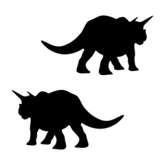 Black silhouette dinosaur isolated on white background