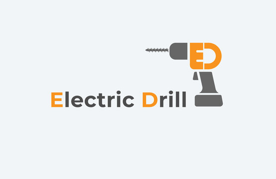 Initial ED Electric Drill Logo Typography design
