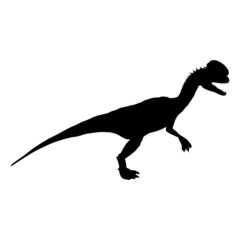 Black silhouette dinosaur isolated on white background