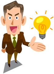 アイデア、解決策を提案する管理職の男性
