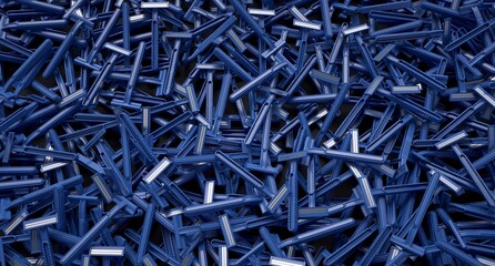 Pile of unrecycled plastic disposable blades. 