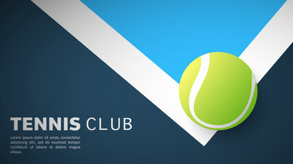Tennis ball on the white line in the blur tennis court , Illustrations for use in online sporting events , Illustration Vector  EPS 10